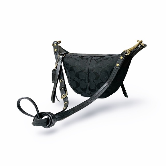Coach Y2K Coach Black on Black Signature C Jacquard Baguette Mini Crossbody Bag - Picture 4 of 12